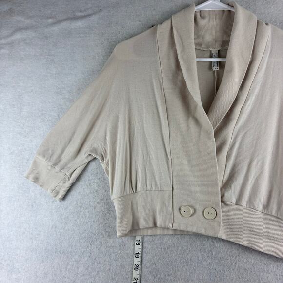 Old Navy Y2K Cropped Cardigan Women's Large Cream Modest Church 100% Cotton - Picture 7 of 8
